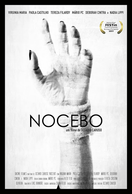 Cartazes do curta “Nocebo” atualizados com a passagem pelo FESTin, de Portugal.