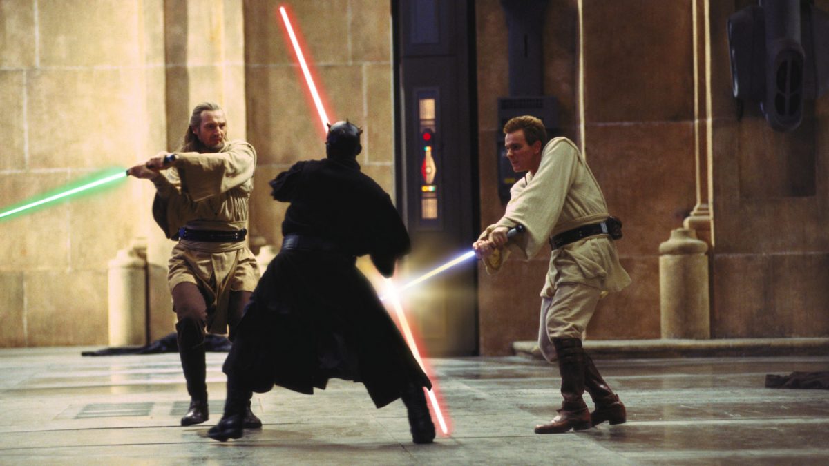quigon obiwan maul duel tall scaled - "Star Wars: Episódio I – A Ameaça Fantasma", de George Lucas